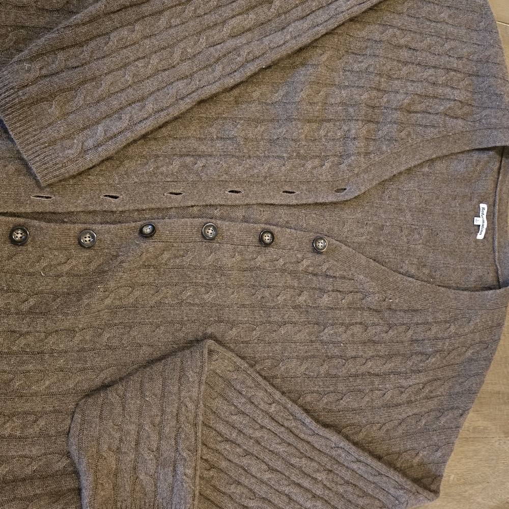 Reformation Brown Cable Knit Cardigan